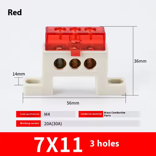 Zero wire terminal 3/4/5/6/7/10-Hole Distribution Box Terminal Block dustproof Ground Copper Bar Bridge type Busbar With cover - Image 27