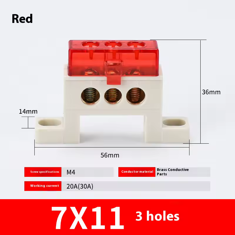 Zero wire terminal 3/4/5/6/7/10-Hole Distribution Box Terminal Block dustproof Ground Copper Bar Bridge type Busbar With cover - Image 27