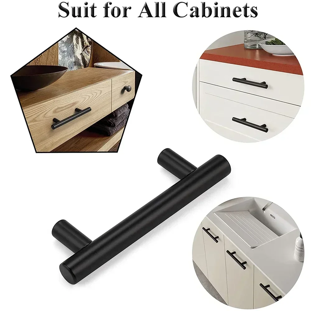 20 Pack Cabinet Pulls Matte Black Stainless Steel Kitchen Drawer Pulls Cabinet Handles 50/150/200/250mm Length 10mm Hole Center