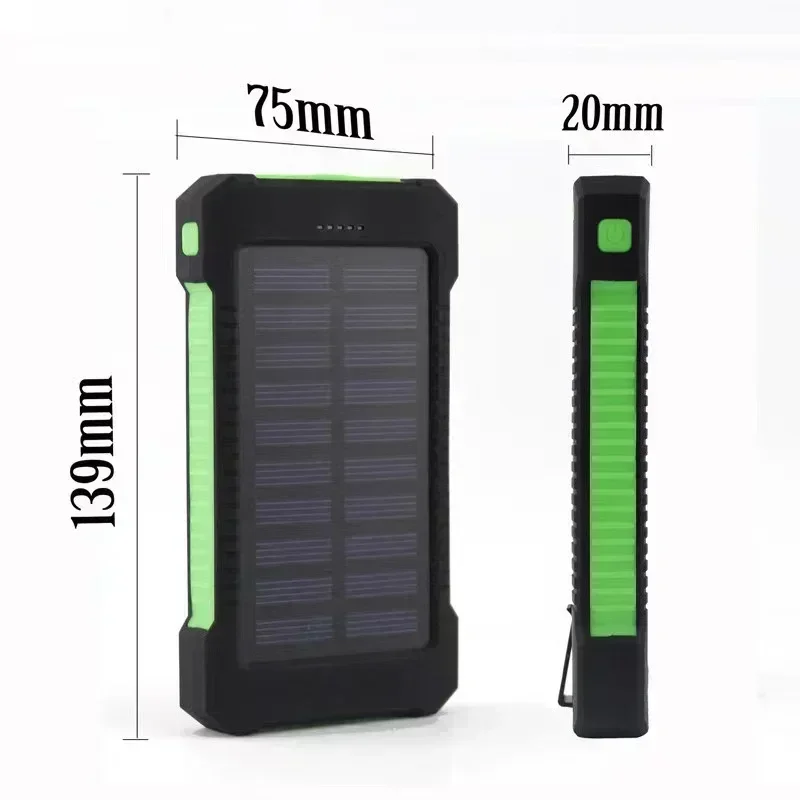 Free Shipping200000mAh Top Solar Power Bank Waterproof Emergency Charger External Battery Powerbank for  MI IPhone LED SOS Light