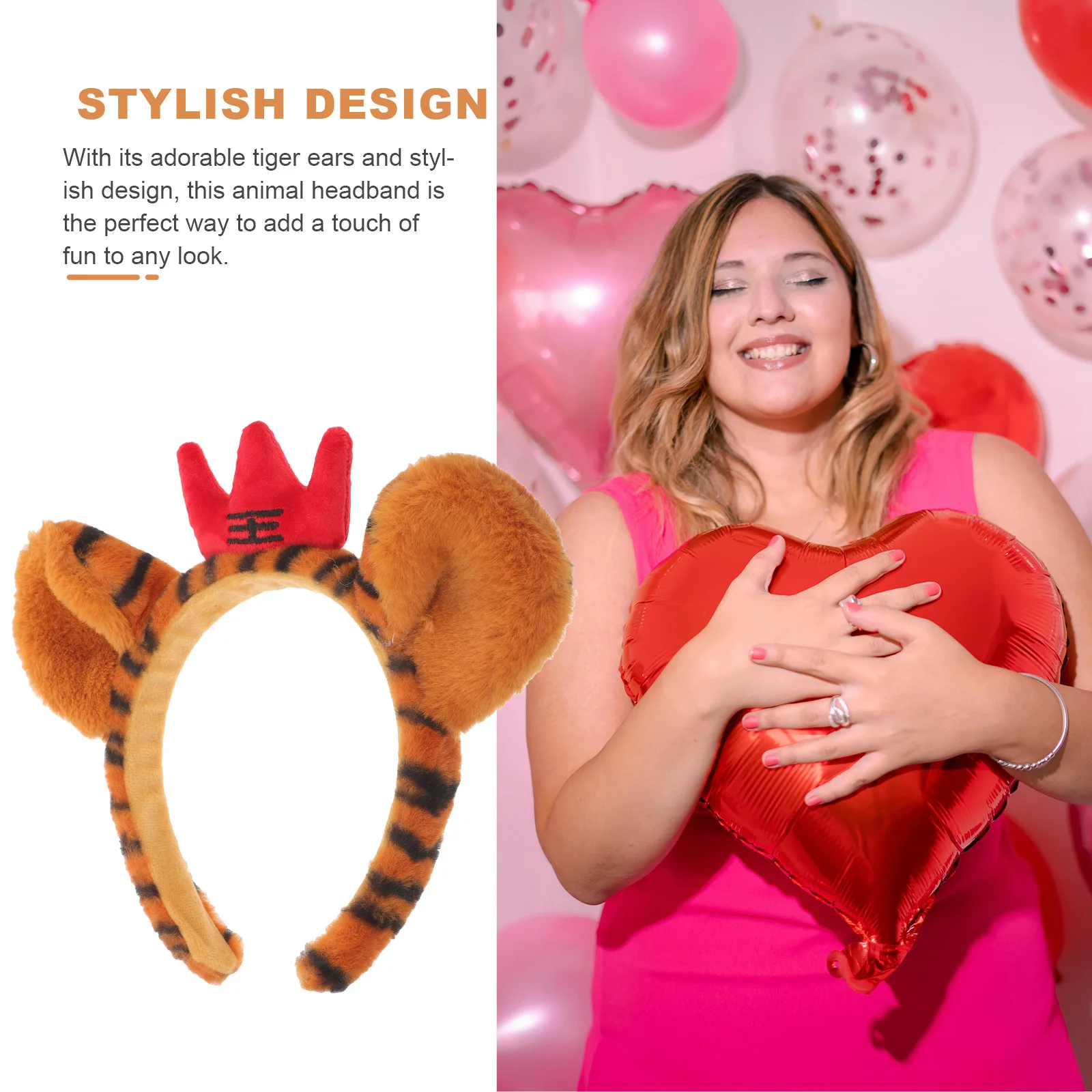 

Tiger Headband Cute Animal Ear Hairband For Women Girls Party Cosplay Accessory Soft Nonslip Headwear Decor