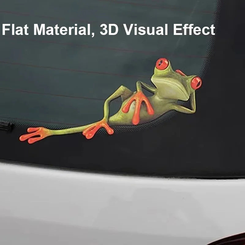 

Cute Funny 3D Lifelike Frog Car Stickers Vivid Tone Waterproof Flat Vinyl Decal Universal Position Exterior Car Accessories