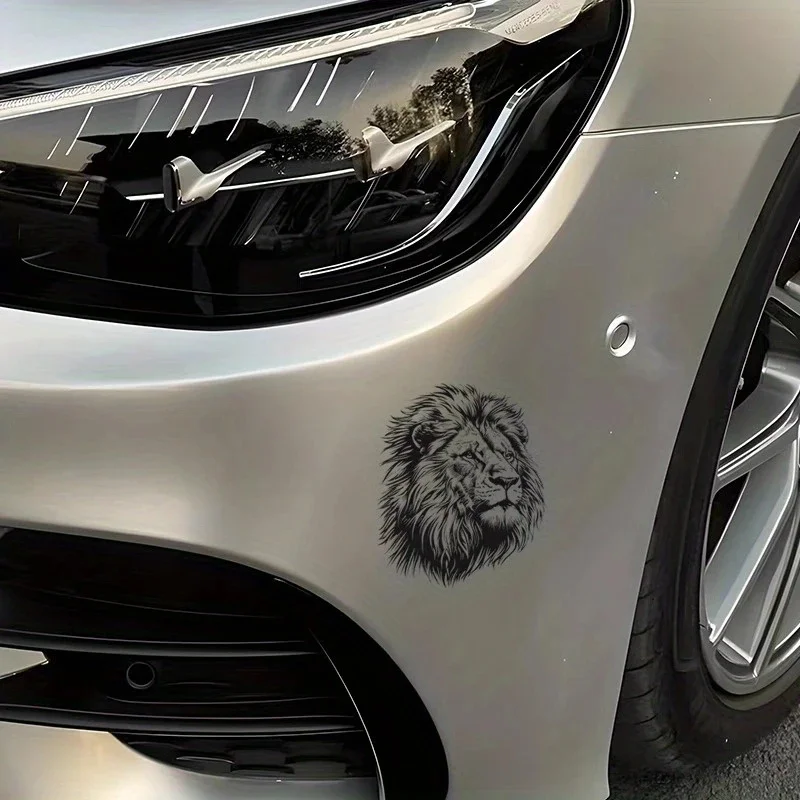 12.5x15cm Lion Head Car Stickers Scratch Blocking Self-Adhesive Waterproof Decal, Used for Car, Laptop, Motorcycle, Van, RV