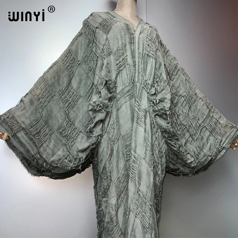 WINYI ファッションカフタン絞り染め古いドレス夏の v ネックビーチカバーアップドレスエレガントな床掃除イブニングドレス女性