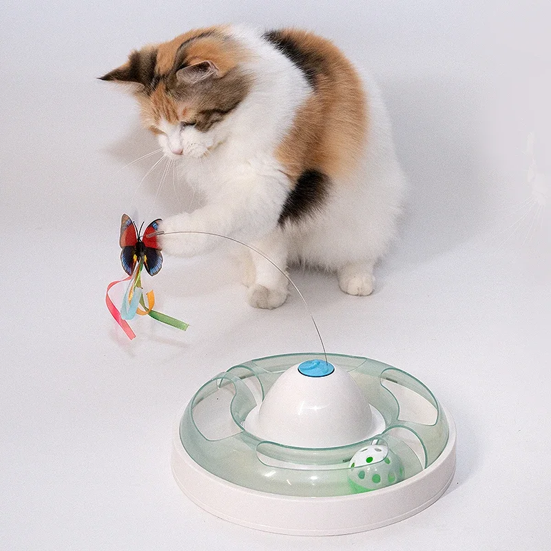 Manufacturer Wholesale Electric Smart Cat Round Toy With Butterfly