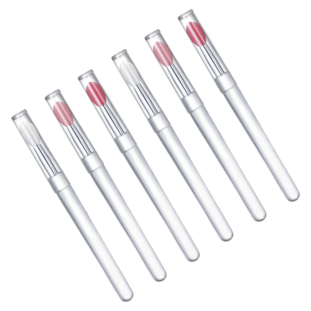 6 pennelli per rossetto applicatore per lucidalabbra strumenti per trucco portatili bacchetta per labbra in silicone riutilizzabile accessorio di bellezza per donna