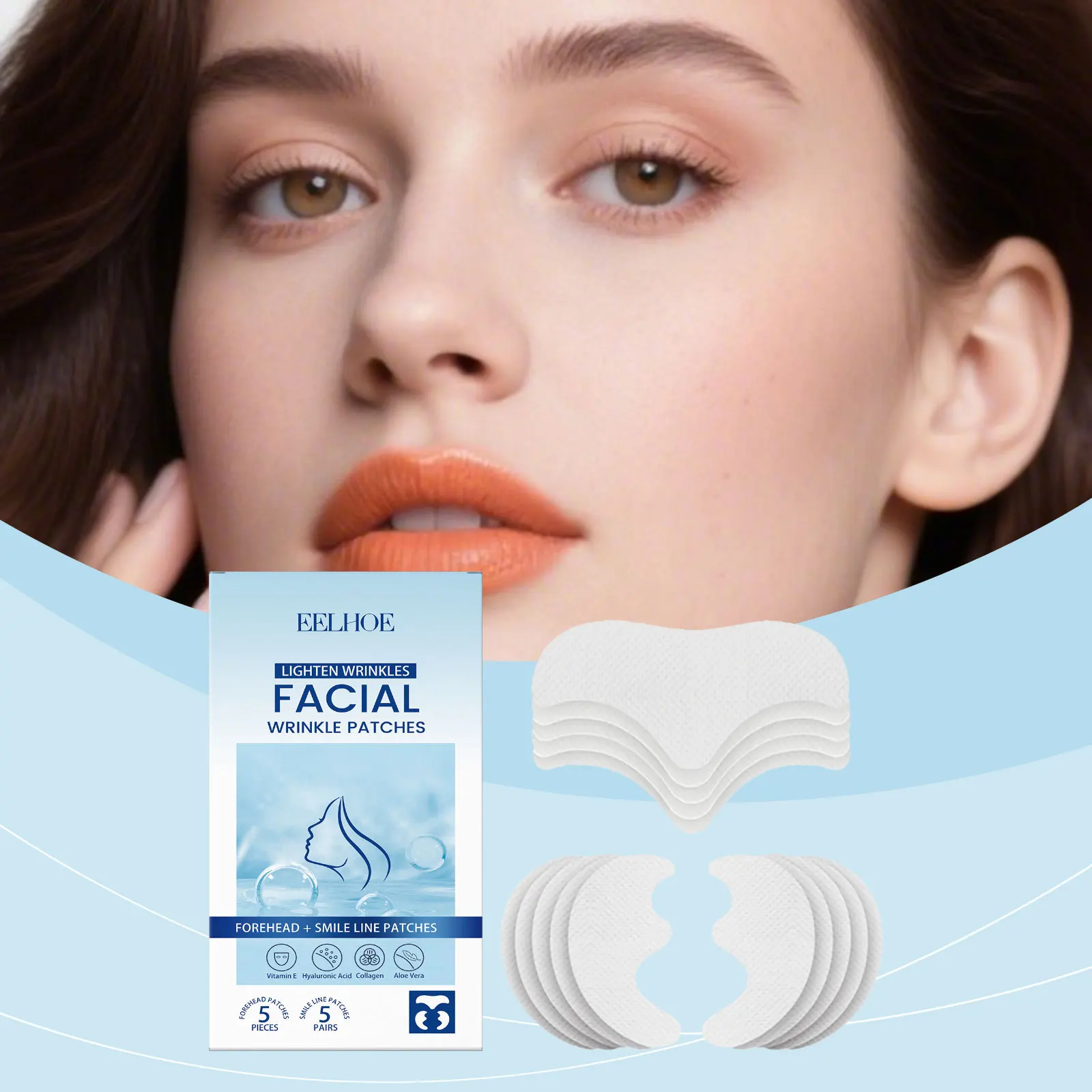 

EELHOE Anti Wrinkle Patch for Forehead Smile Lines Removal Firming Smoothing Anti-Aging Tightening Lifting Facial Skin Care 10p