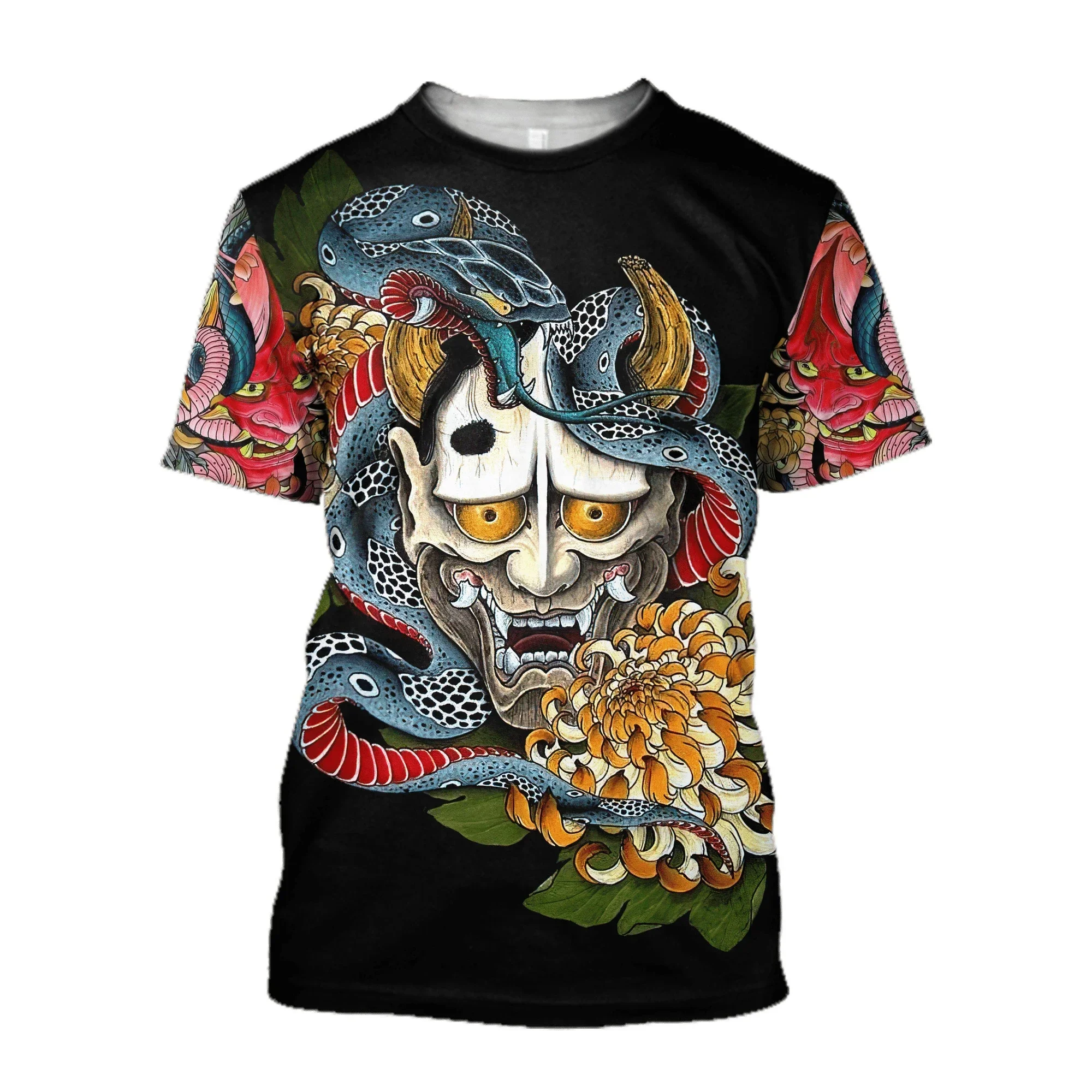 Économie graphiques de tatouage de samouraï pour hommes, Streetwear Harajuku, Économie College en 3D, Économie à col rond, Tendance décontractée, Cool, Mode estivale, Nouveau, Hip Hop, Y-Neck