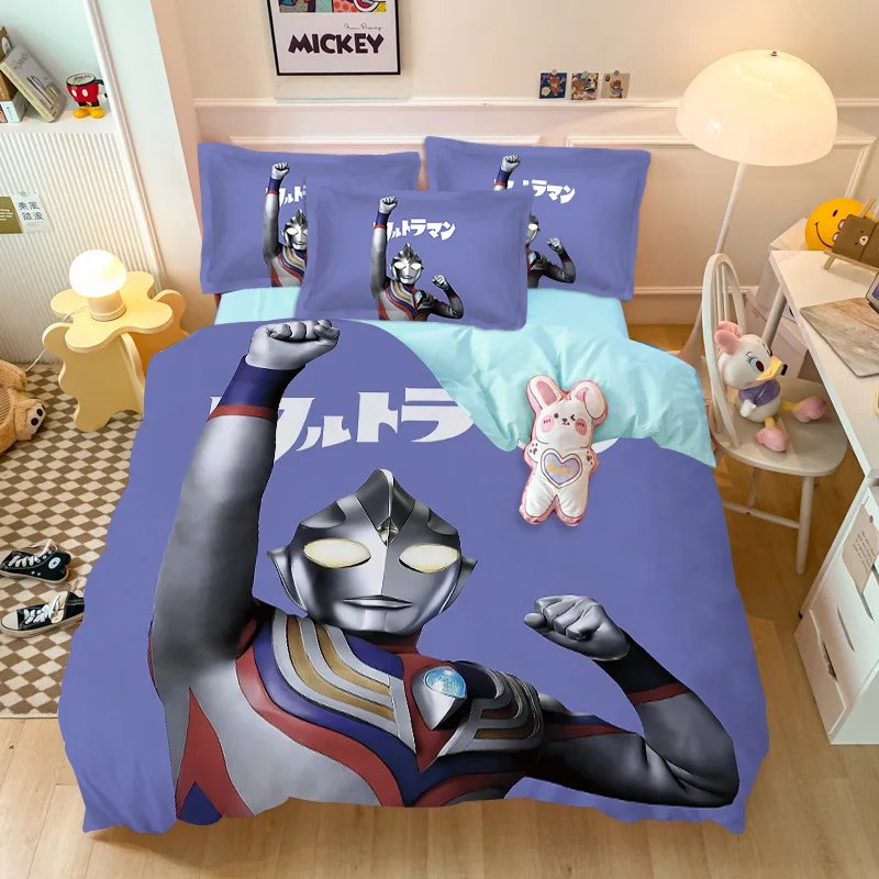 Ultraman Anime 3D Print King Size Bedding Set Duvet Cover Set with Pillowcase Children\'s Bed-linen Cosplay Bedroom Decoration