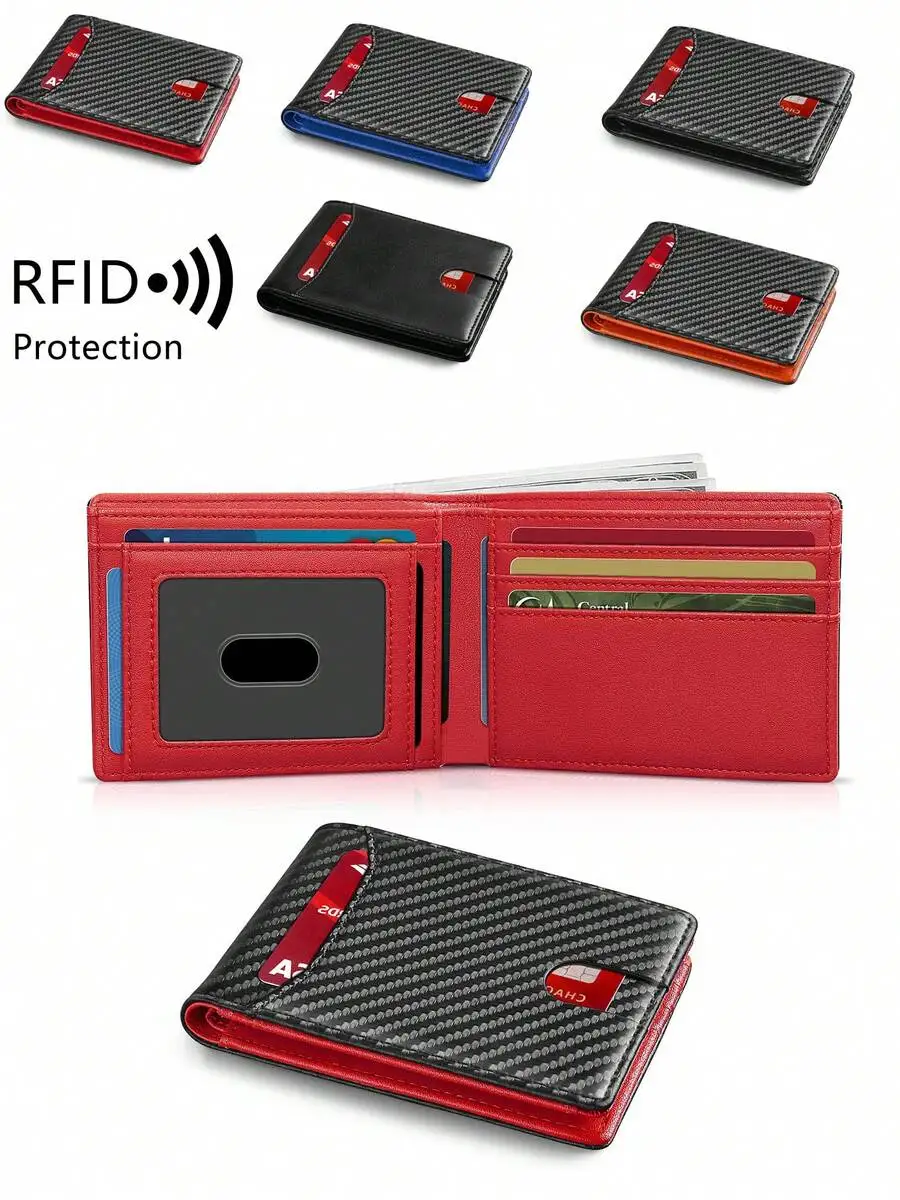 

Men Minimalist Front Pocket Wallet, Anti-Theft Ultra-Thin Bifold Card Holder with ID Window Daily Use