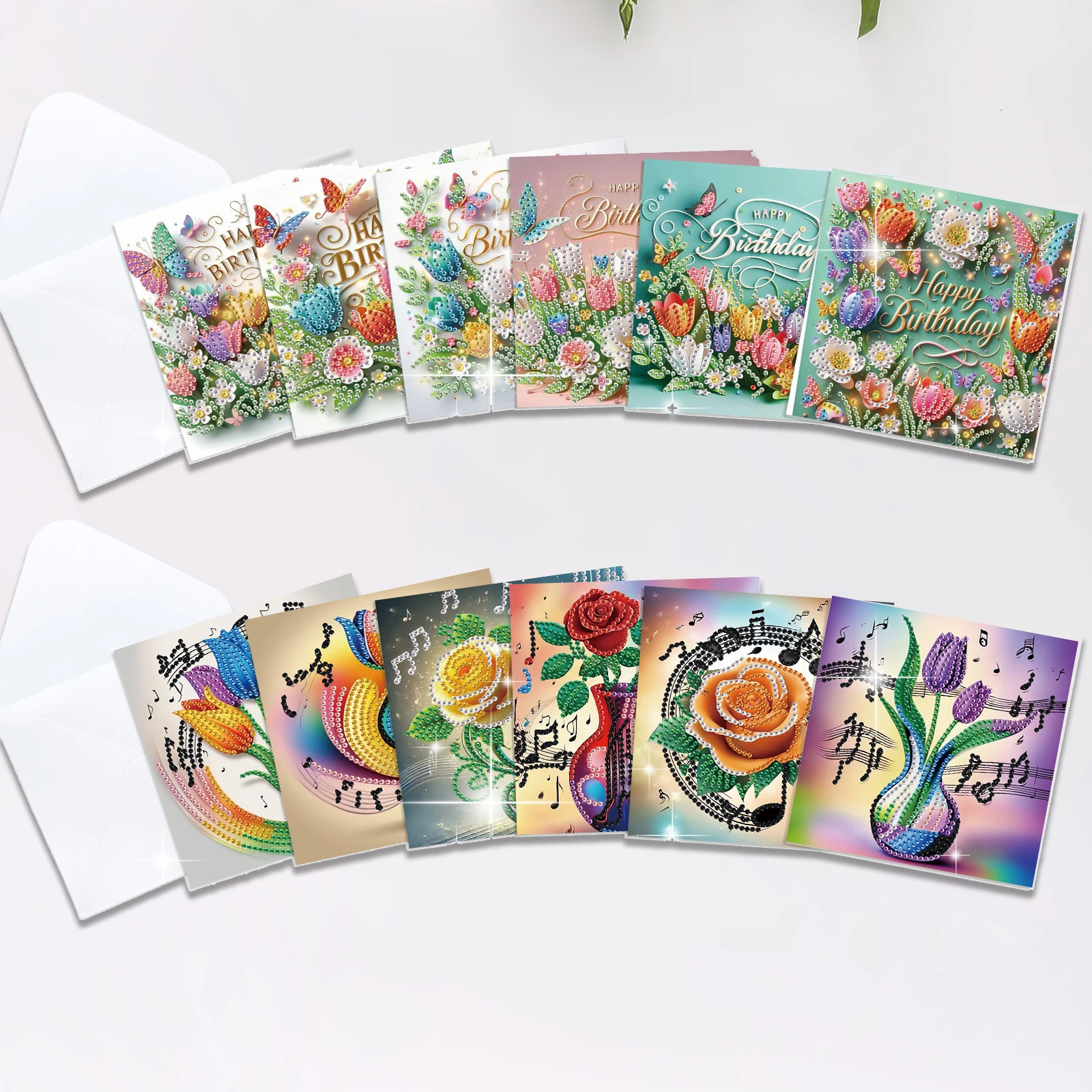 

12 шт., наборы поздравительных открыток с ромбовидной живописью для взрослых, поздравительные открытки с цветочной тематикой, алмазные художественные открытки для творческого декора, подарок