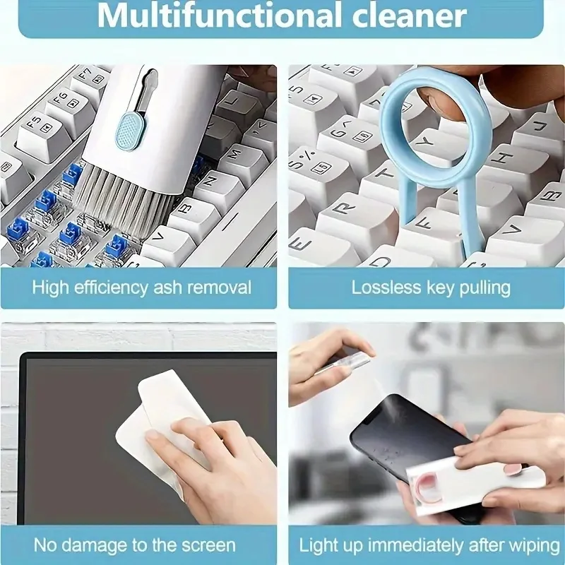 7-in-1 Cleaning Kit for Electronics - Safely Clean Keyboards, Earphones, Headsets, IPads, and Phones - No Liquid Required