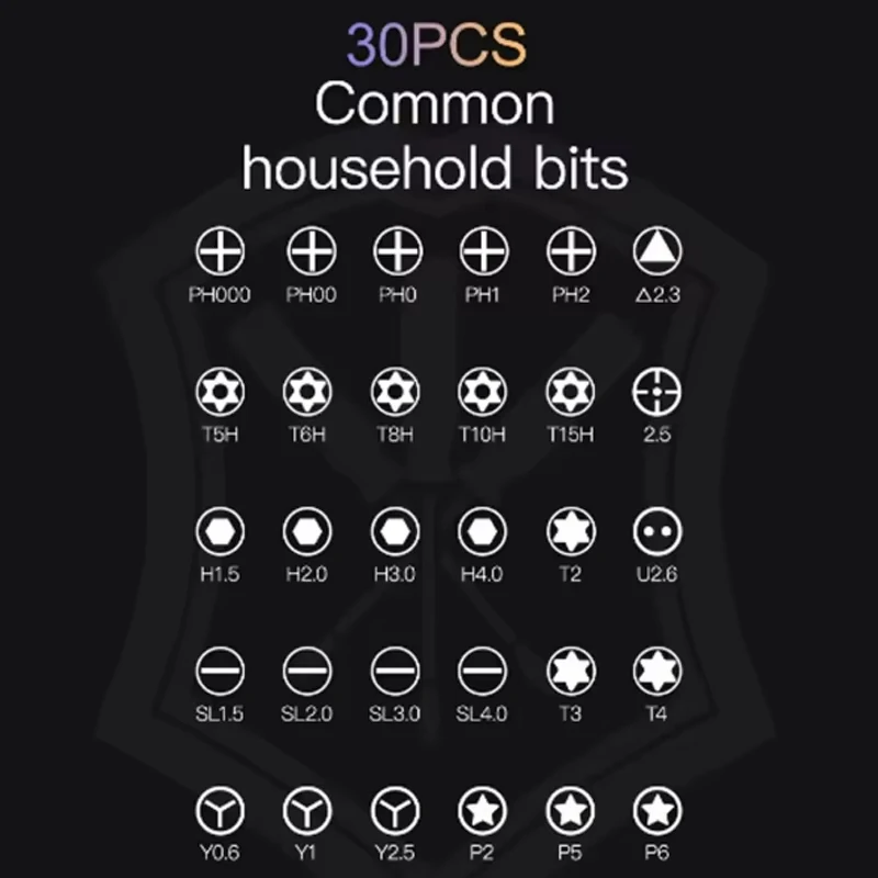 Kit Mata Obeng Magnetik Presisi, Obeng Teleskopik Dapat Dilepas, Kotak Peralatan Rumah, 32 in 1