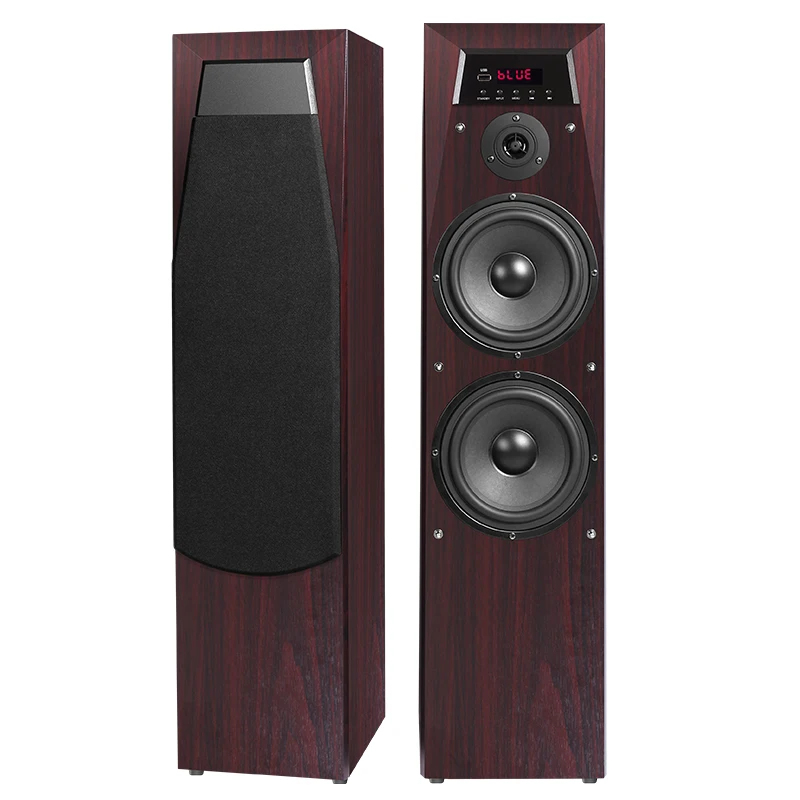 Drop Shipping Multimedia 2.0 Home Theater System Stereo Floor Standing Speakers with Mic Input