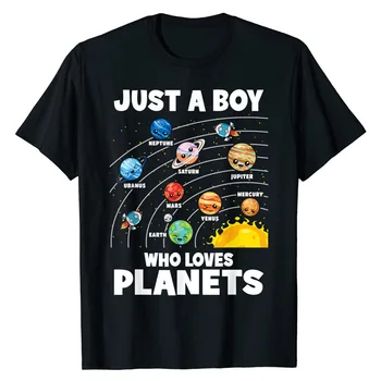 Just A Boy Who Loves Planets Solar System Astrology Space T-Shirt Planets-Lover Nerd Graphic Tee Funny Physical Scientist Tops