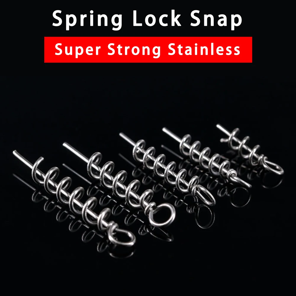 Balanzze 50/100pcs Spring Lock Pin Crank Hook Fishing Connector Stainless Steel Spring Crank Lock for Soft Lure Fishing Tackle