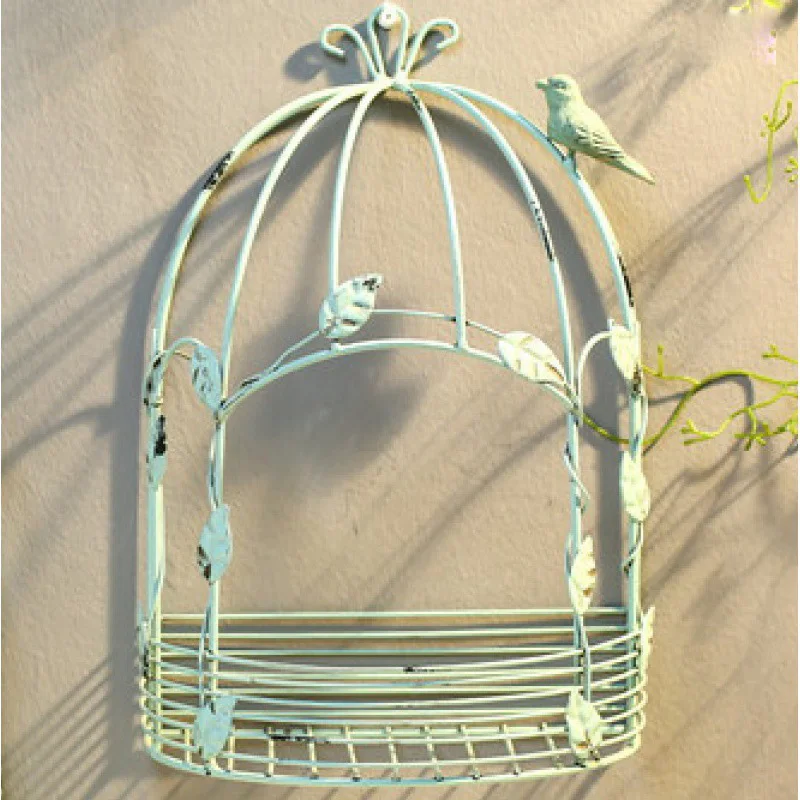 Bird Cage Storage Rack Gift Wall Mounted Rack Distinctive Decor Cage Iron Shelf