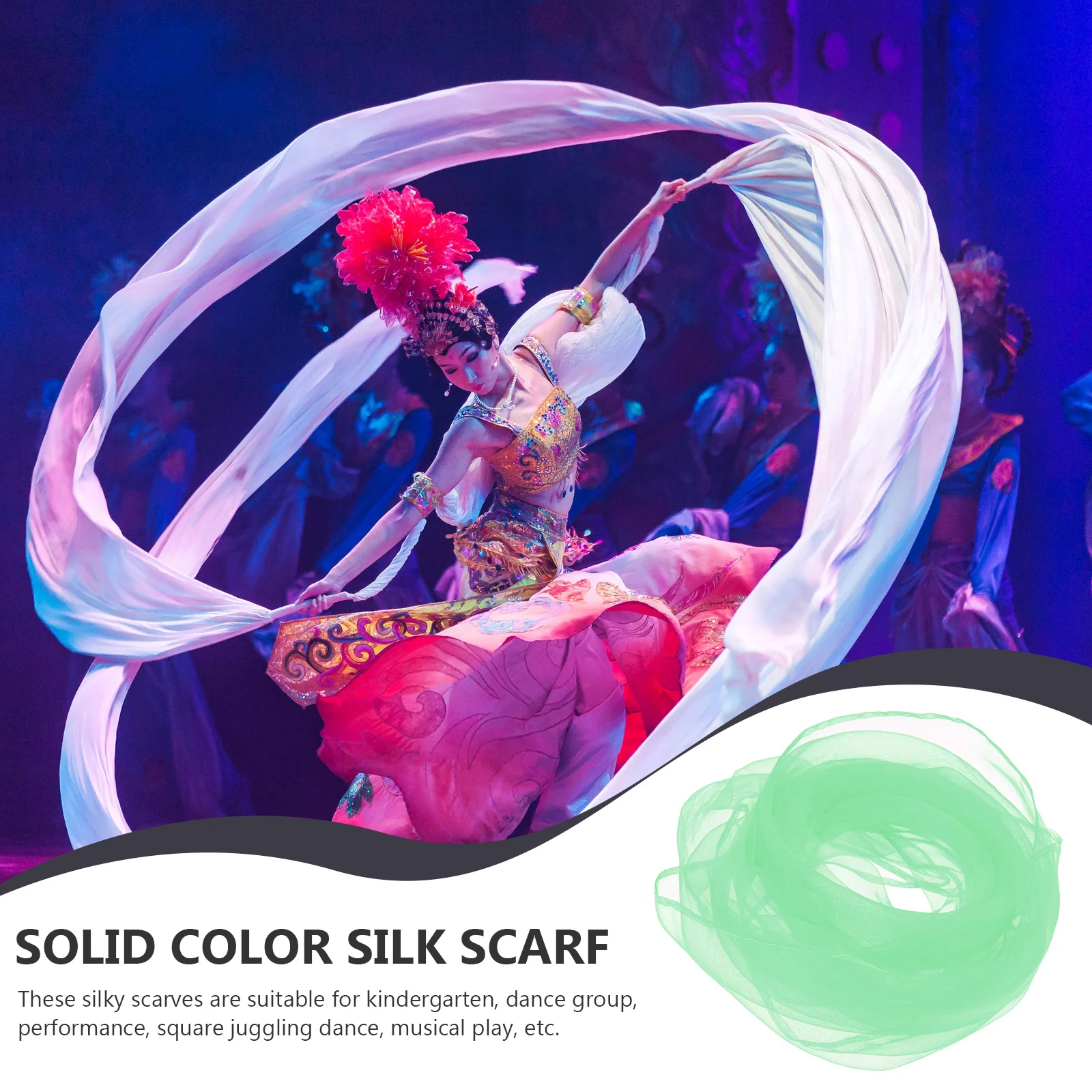 

10pcs Dance Performance Silk Toy Square Silky Scarf For Solid Color Silk Scarf Women Instrument