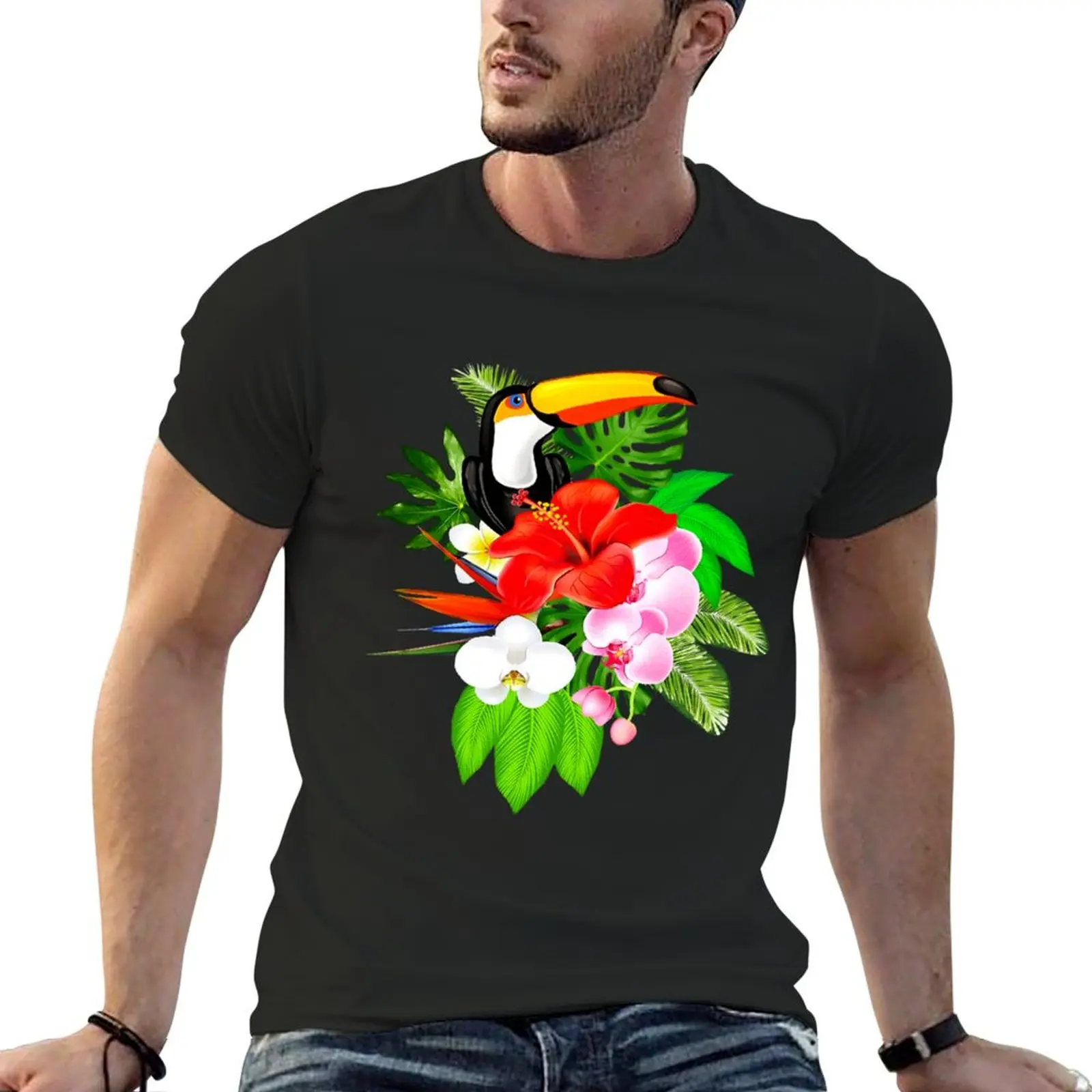 

Toucan and Jungle T-Shirt summer top custom shirt cotton t shirt men