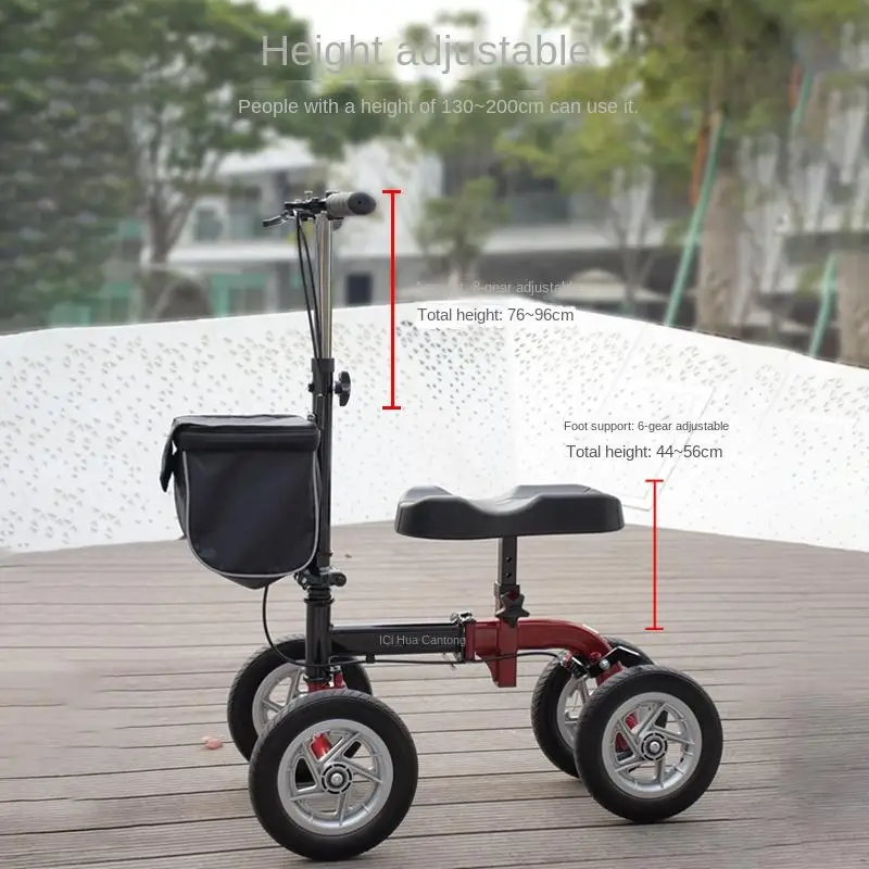 Outgoing Household Portable Foldable Knee Walker Height Adjustment for Disabled Leg Amputation Fracture Patients Walking Aid