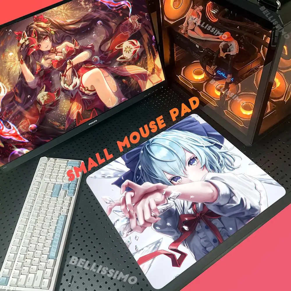 

Popular Hot Touhou Kawaii BAKA Cirno Mouse Pad Small Mouse Pad Pc Gamer Keyboard Kawaii Desk Mat Gaming Accessories Mouse pad