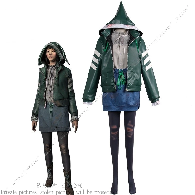 Feng min cosplay trajes rosa uniforme de couro falso jogo luz do dia morta cosplay para mulheres meninas verde conjunto completo festa de halloween