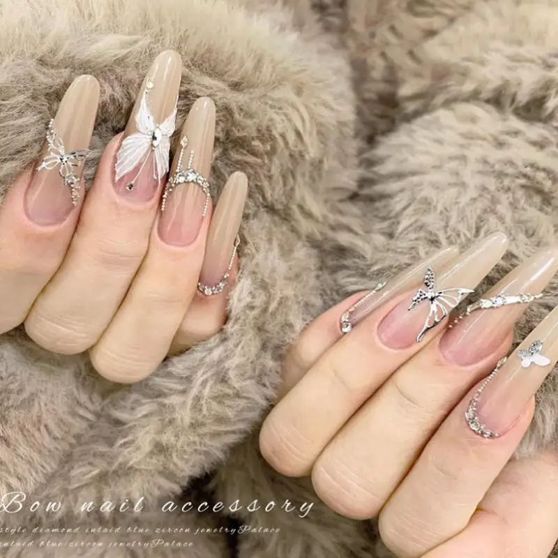 6 rejillas 3D Metal estrellas Bowknot mariposa Nail Art Charms oro/plata Starlight remaches decoraciones para uñas accesorios de lentejuelas para manicura