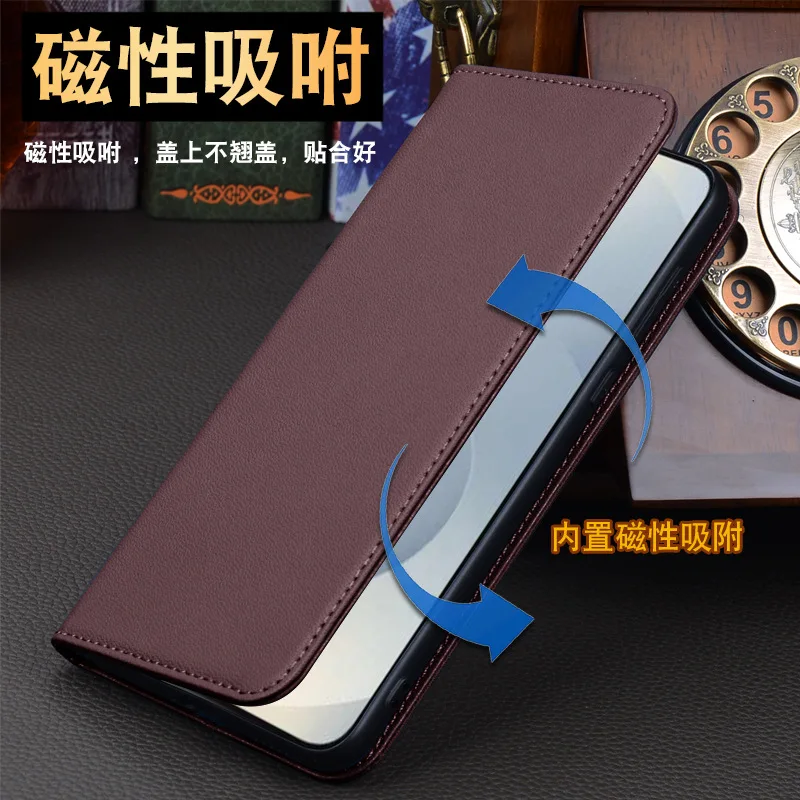 Luxury Genuine Leather Magnet Clasp Phone Case For Samsung Galaxy S26 S25 S24 S23 Ultra Kickstand Holster Cover Protective Funda