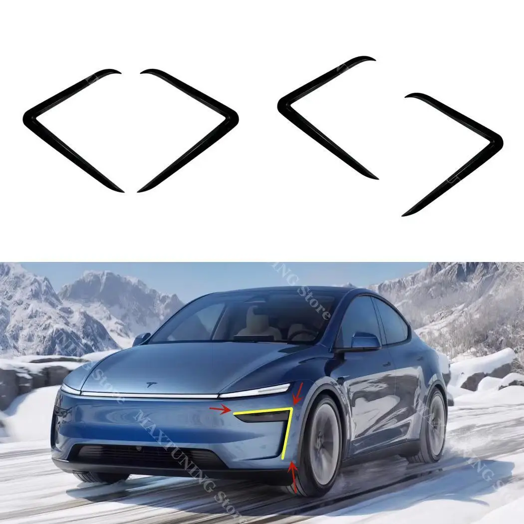 For Tesla Model Y Refreshed Edition Juniper 2024+ Front Fog Lamp Spoiler Bumper Wind Knife Grill Cover Air Vent Body Kits Tuning