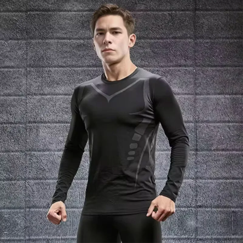 

Men Running T shirt Quick Dry Bodybuilding Sport Shirt Long Sleeve Shirts Compression Top Fitness Tight Rashgard Gym T-Shirt Men