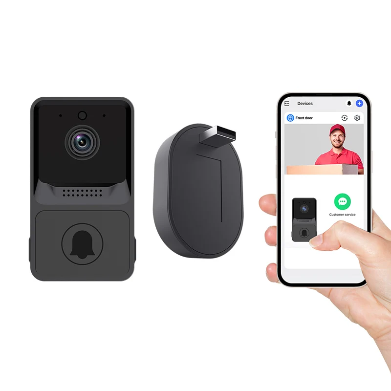 無料クラウドストレージ WIFI IP ドアベル ワイヤレスインターホン ビジュアルドアビューアー 120度広角ビデオドアホン