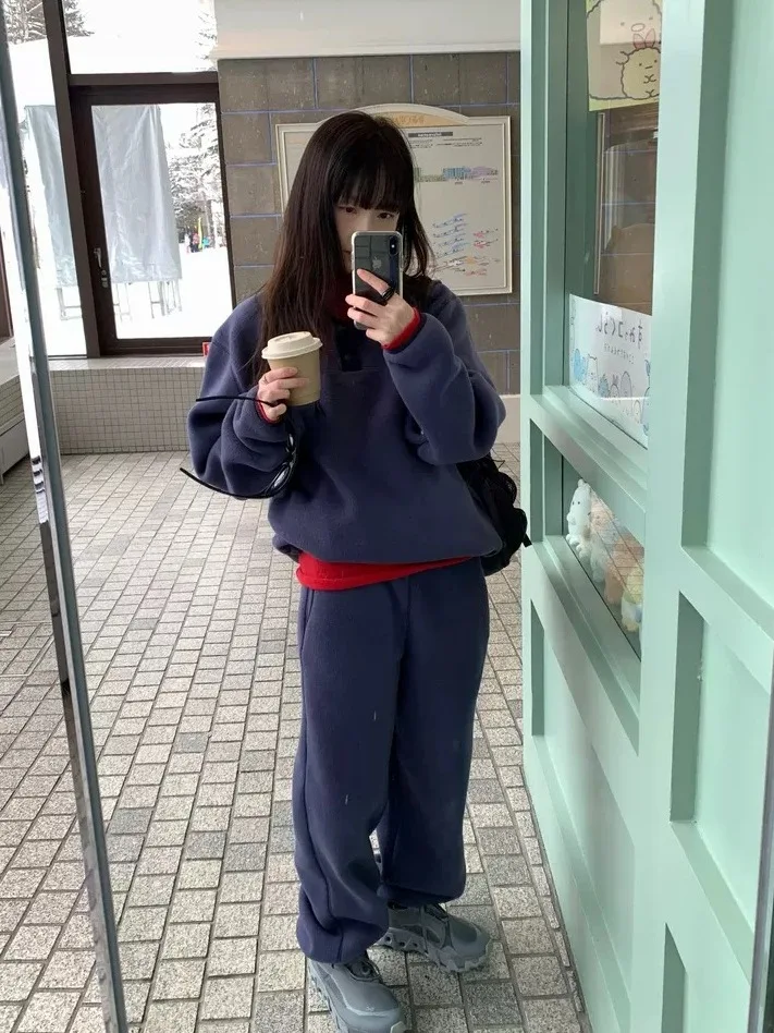 

Весенний повседневный комплект для женщин: худи и брюки с высокой талией, длинные рукава, дышащие, свободный крой, удобный весенний наряд