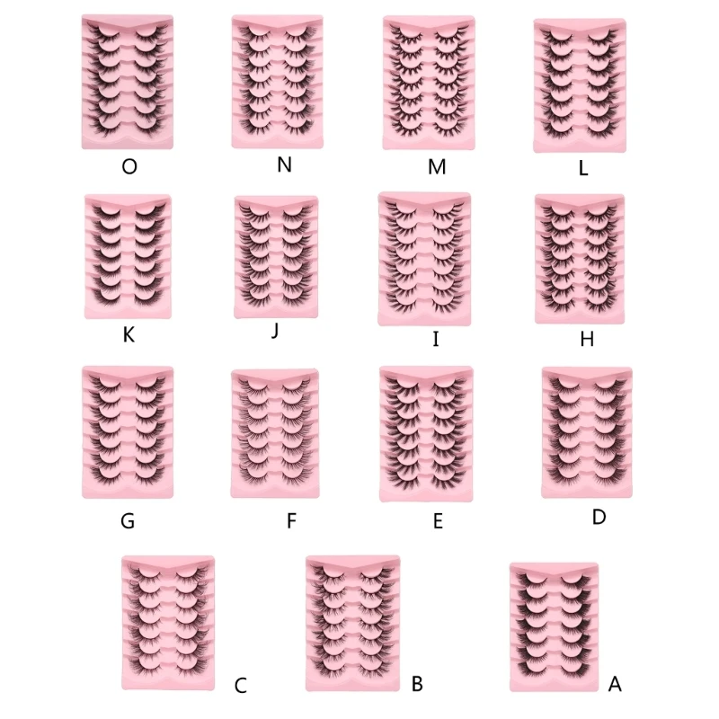 7Pairs False Eyelashes Cat Eye Look Natural Wispy Lashes Extension Volumed Fuzzy Fake Eyelashes Faux Mink Lashes Strips