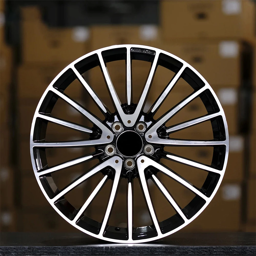 For Staggered Rims 18-20 Inch Lightweight Sport Multi-Spoke PCD 5x112 Machined Face Black Aluminium Alloy Wheels for Mercedes