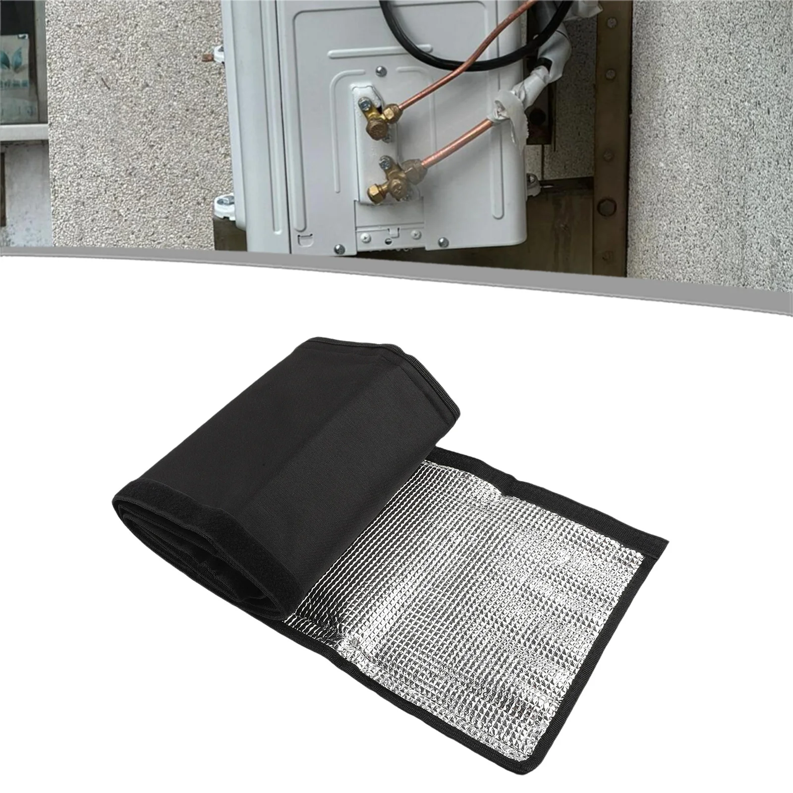 غلاف عازل لأنابيب النحاس HVAC مقاس 72 × 10 مقاس 2 بوصة مع قماش أكسفورد مقاوم للطقس ورقائق ألومنيوم لحماية الأنابيب الخارجية #5