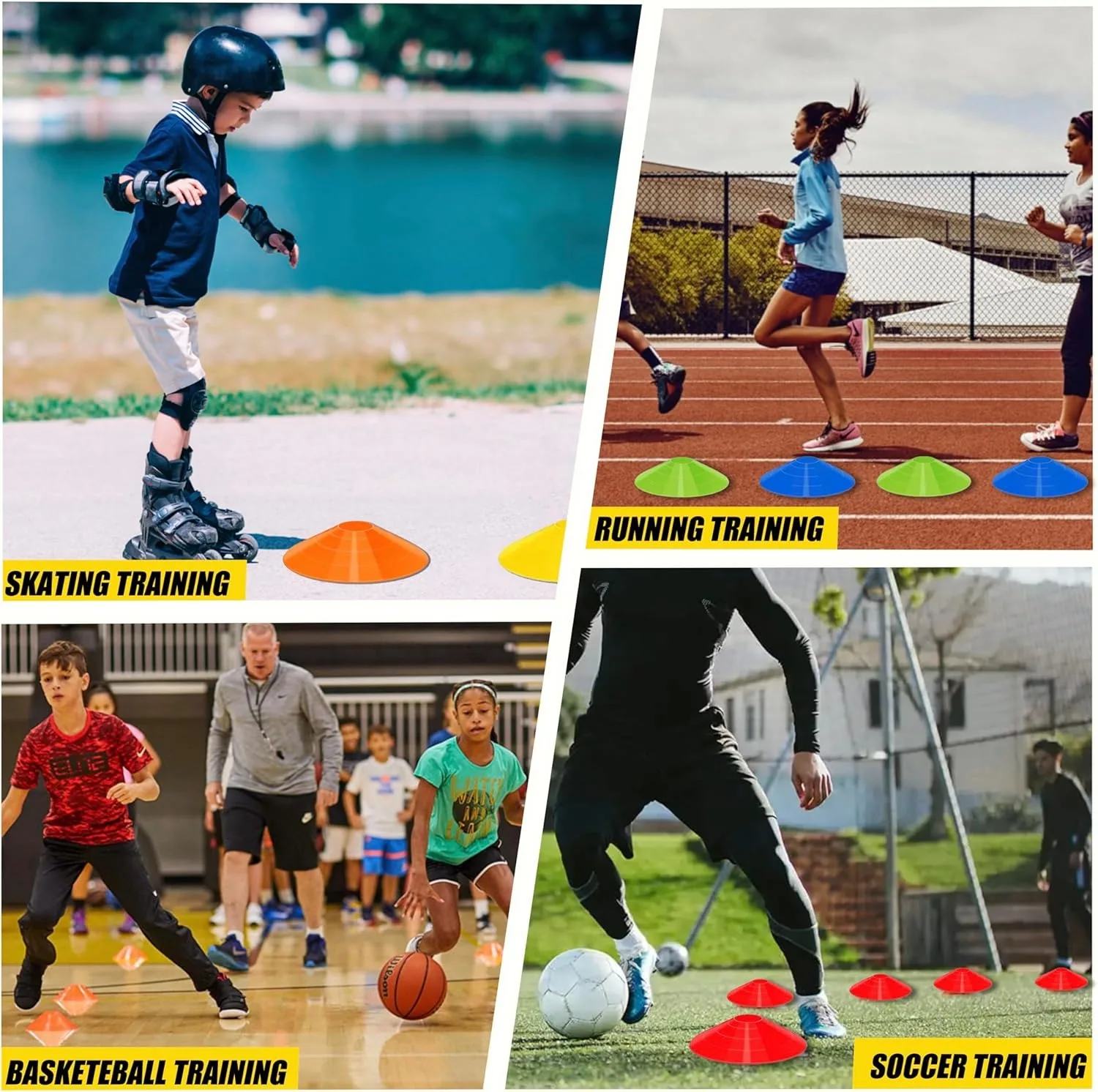50 Conos de Fútbol para Entrenamiento, Placas de Agilidad, Conos de Señalización para Práctica Deportiva al Aire Libre, Fútbol, Baloncesto, Colores Aleatorios