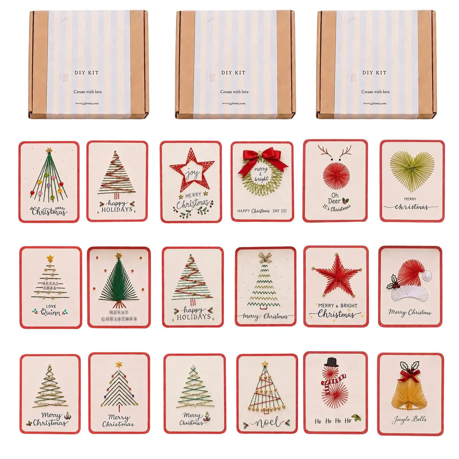 Christmas Greeting Card Sewing Set Beginners DIY Embroidery Kit Handmade Art Card Craft for Mother Enthusiasts, Party Gift