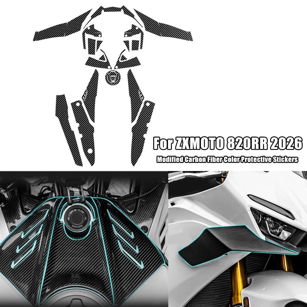 Motorcycle Modified Carbon Fiber Color Protective Fuel Tank Waterproof Film Pedals Stickers For ZXMOTO 820RR 820 RR 2026