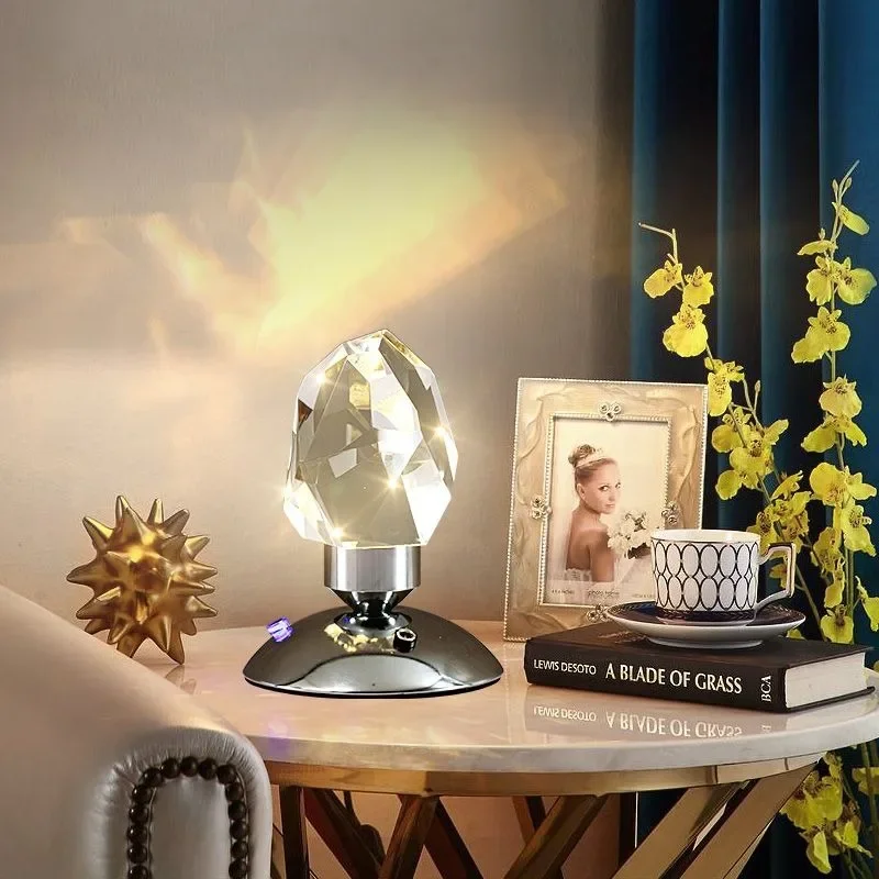 Light and Shadow K9 Crystal Diamond Table Lamp - Luxury Ambient Light for Living Room & Bedroom Bedside