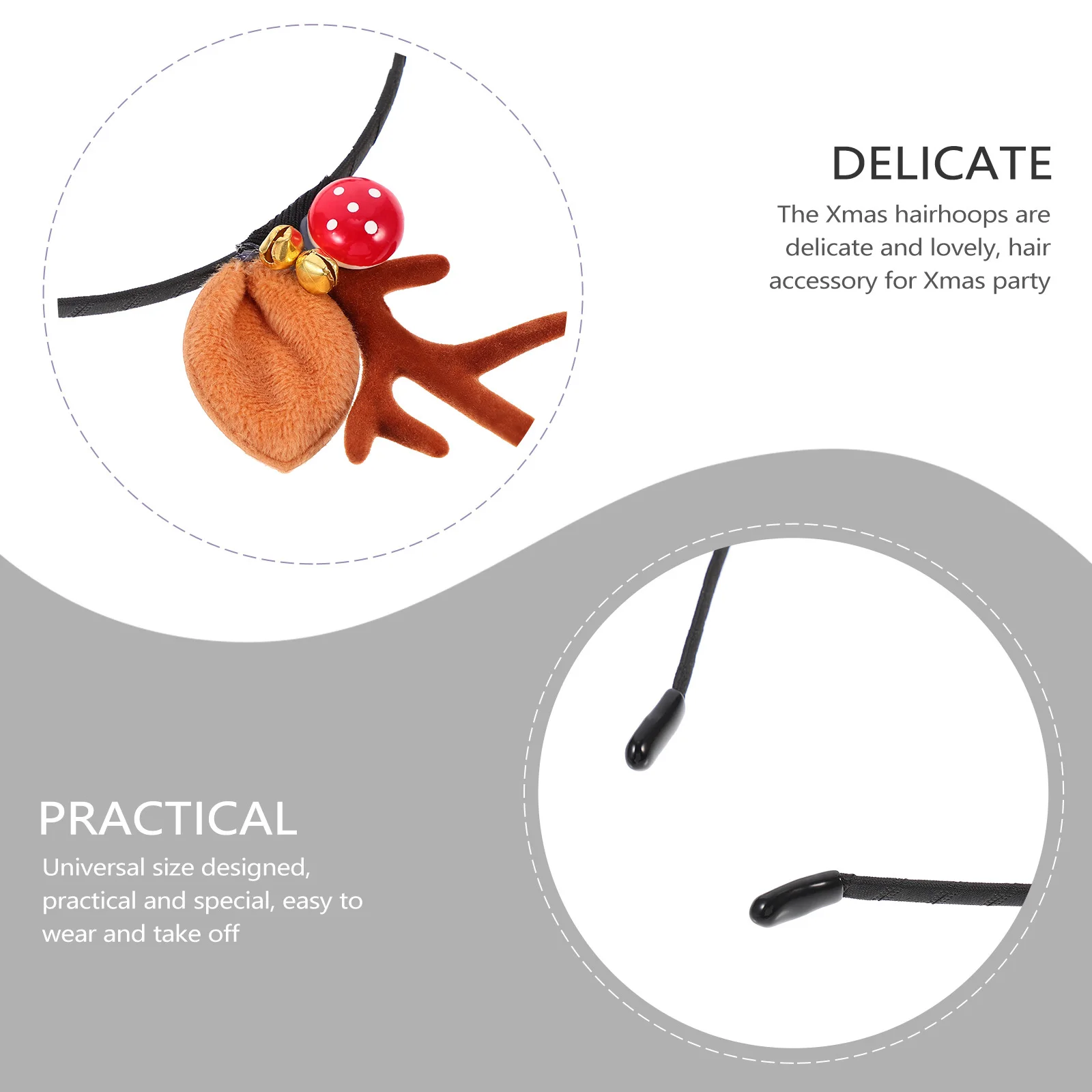 

2Pcs Antler Hair Hoops Xmas Party Hair Accessory Adorable Headdress Lightweight Christmas Hairhoop Festival Decor