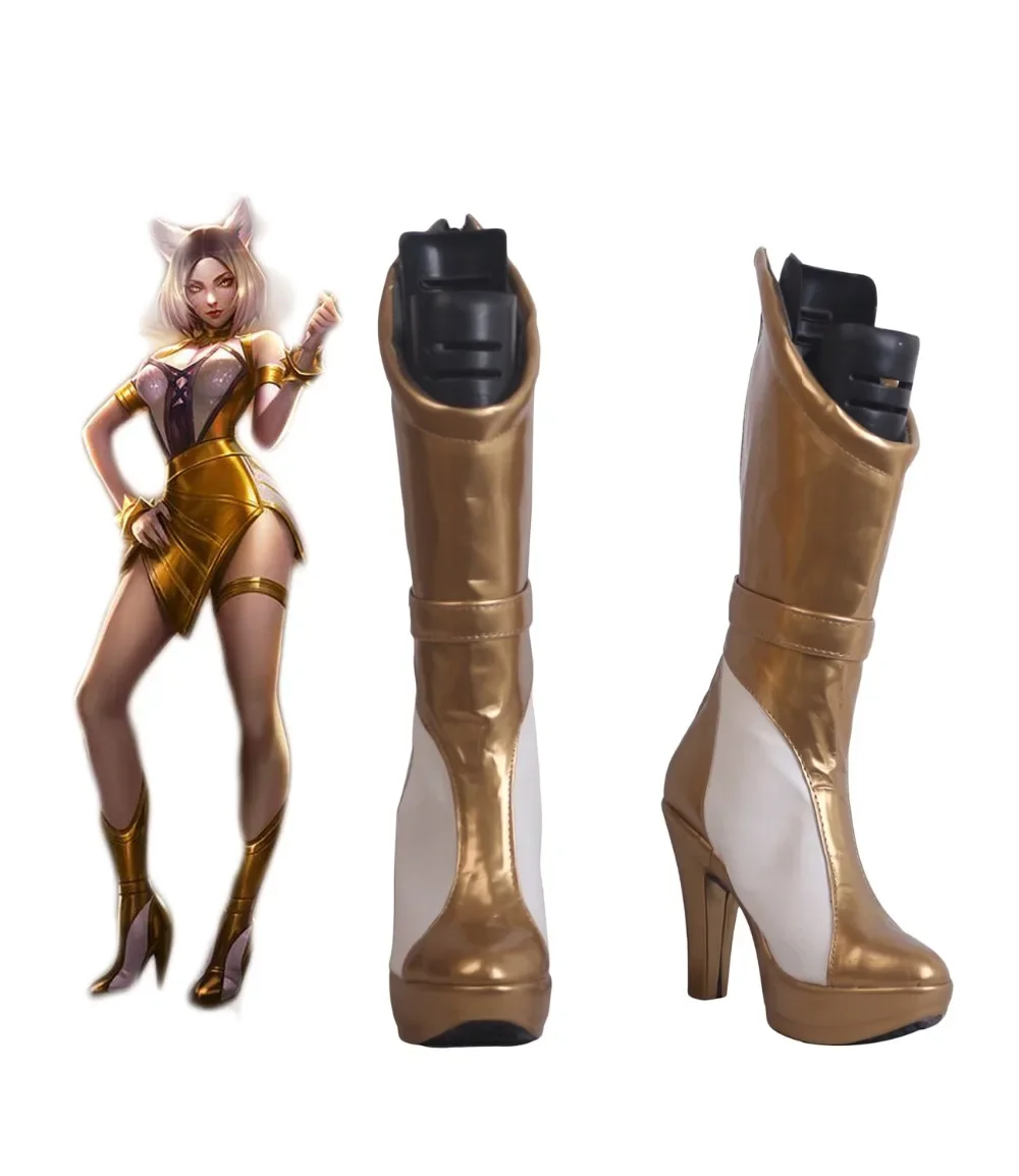 

LOL KDA Ahri Prestige Edition Cosplay Boots Golden High Heel Shoes Custom Made for Men and Women Hot Game Shoes Cosplay