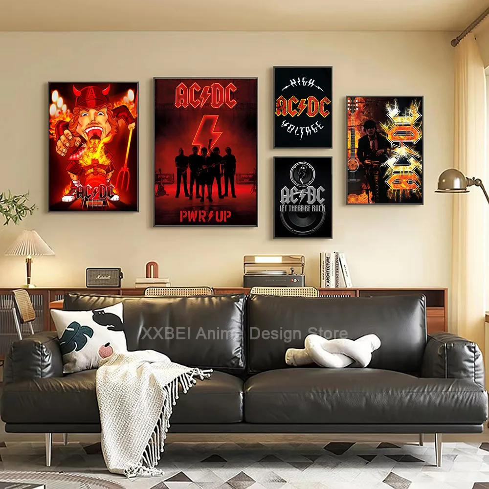 Australian Rock Band AC/DC Poster Wall Sticker Bedroom Bedside Decoration Modern Art Indoor Canvas Painting Core