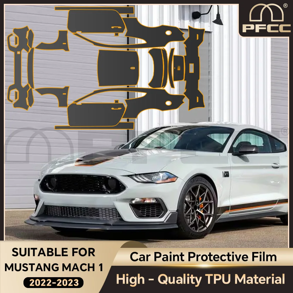 

Pre-cut For Ford Mustang Mach 1 2022 2023 TPU Paint Protection Film PPF Car Body Door Transparent Sticker Anti-Scratch Resistant