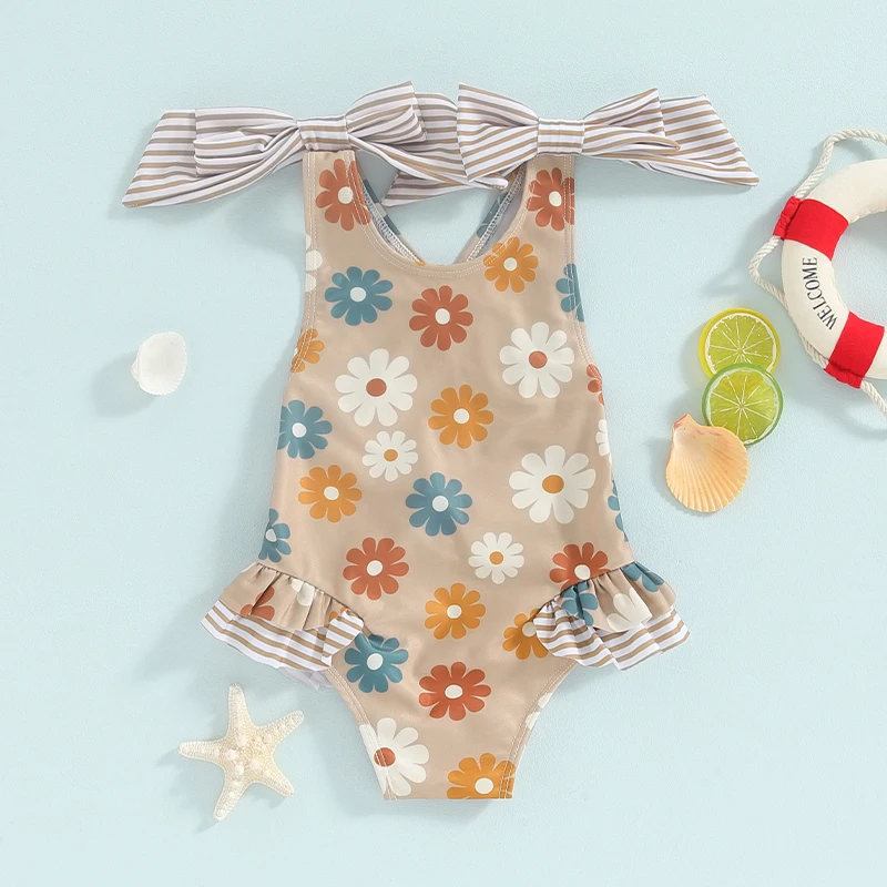 Girls Floral Print Swimsuit 2