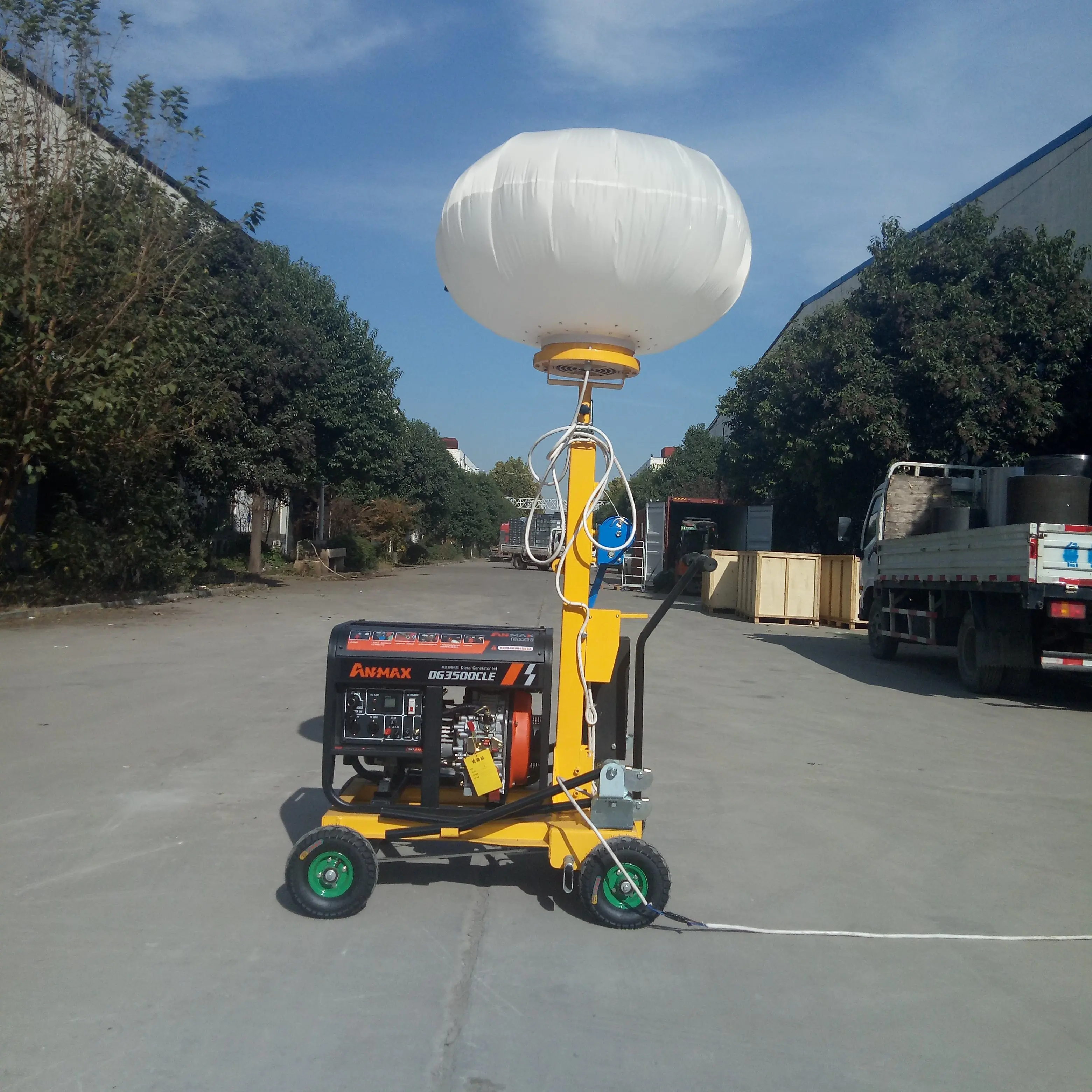 High Mast Portable Hand Push LED Lighting Tower 1000W*2 Diesel Generator 5m Height  Wind Resistance for Emergency