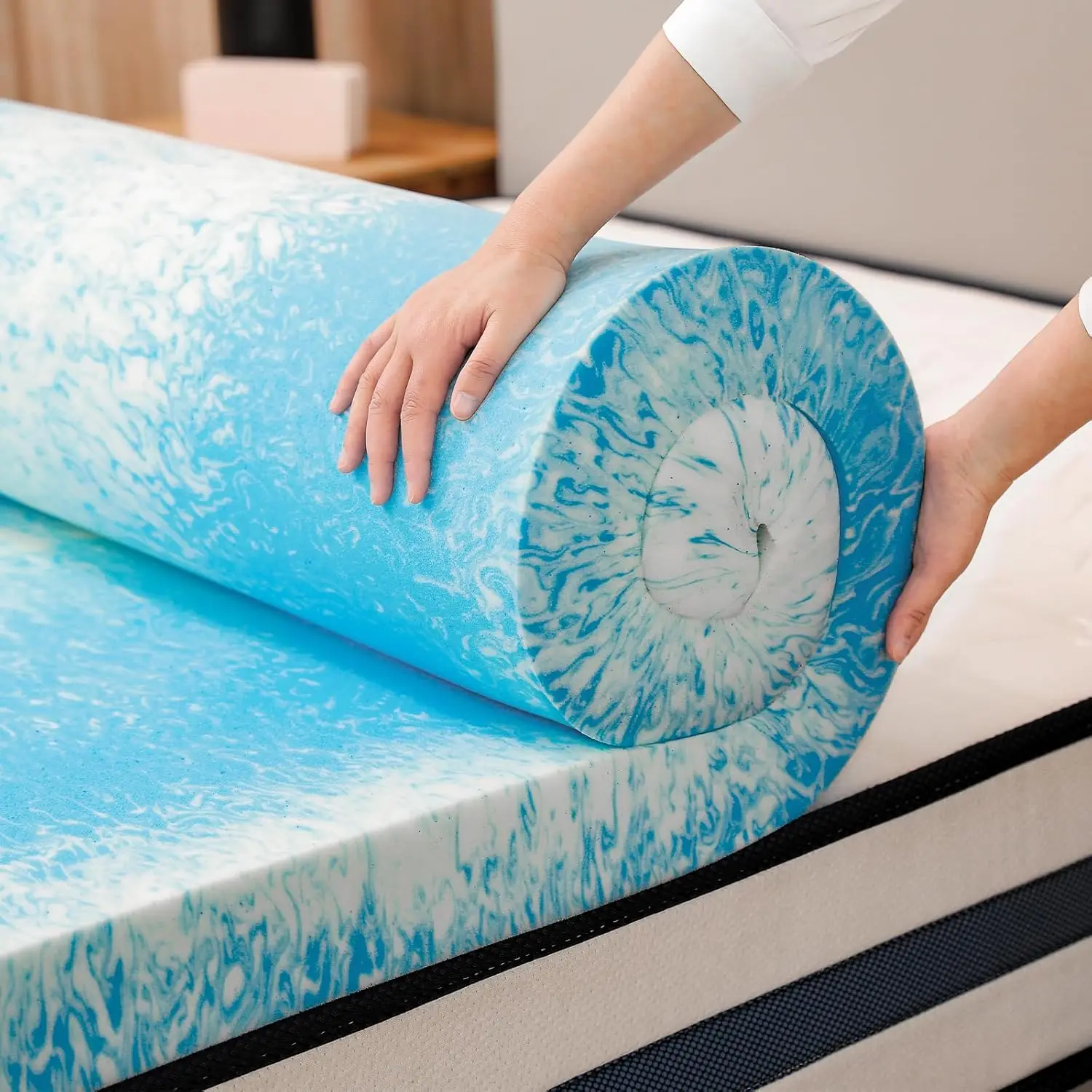 

2 H Gel Memory Foam Mattr Topper, Twin Size Cooling Bed Topper For Ba Pain & Pressure Relief