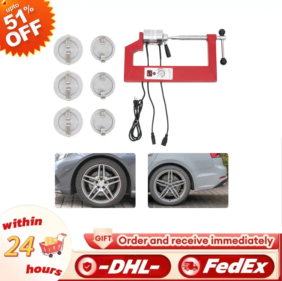 

Tire Repair Machine 110V Freestanding Auto Tire Vulcanizer Tire 500W Heating Repair Machine with 6 Molds Timing Function