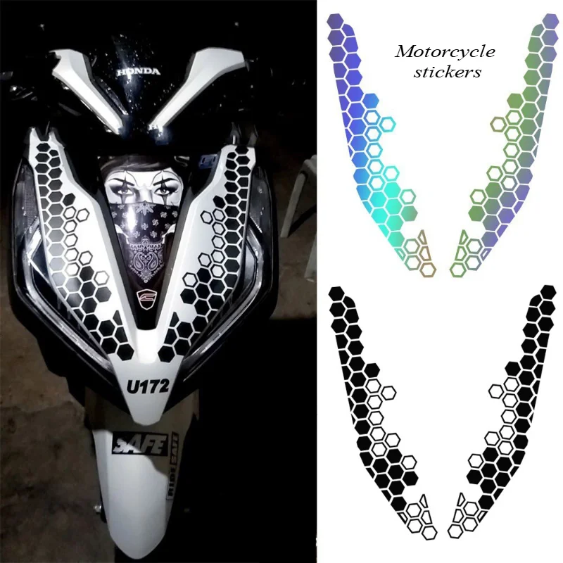 

Motorcycle Honeycomb Decals Reflective Stickers Multicolor Decorative Sticker Motorbike Bumper Ornament Modification Accessories