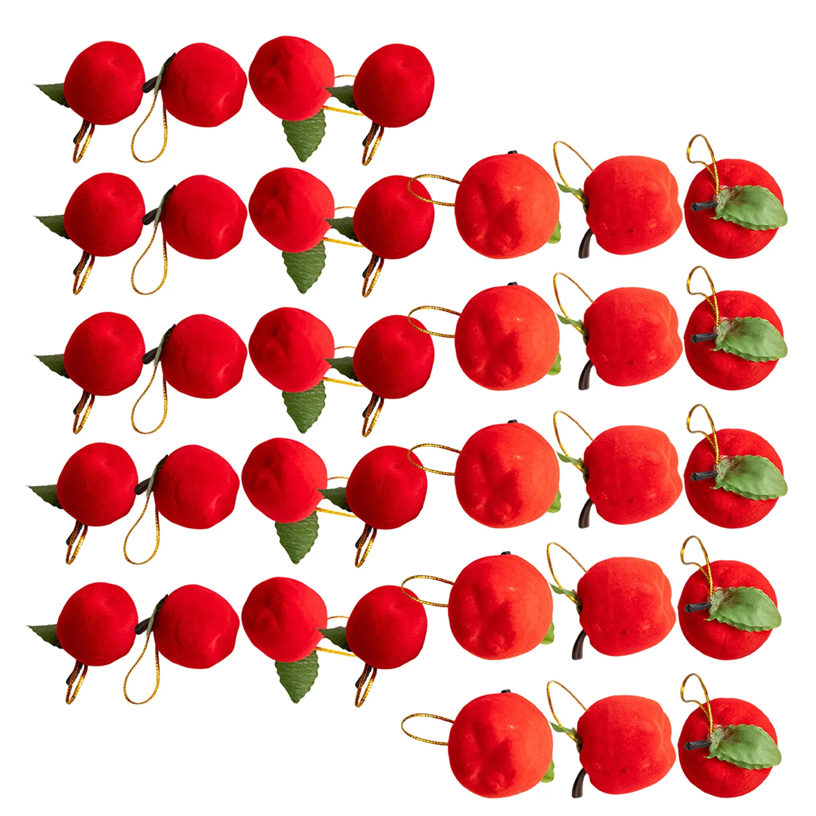 

48pcs Mini Red Apple Ornaments Small Artificial Flocked Baubles For Christmas Tree Holiday Party Classroom Decor Back To School