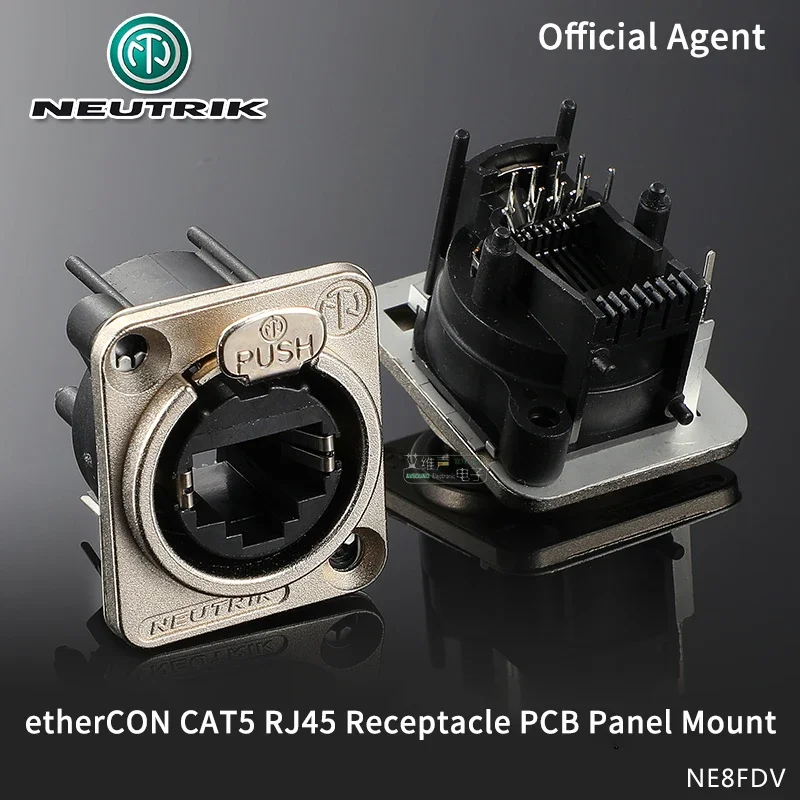 NEUTRIK NE8FBH RJ45 Network Socket PCB Horizontal Mount for Professional Audio Video Lighting Connection Ethernet Interface